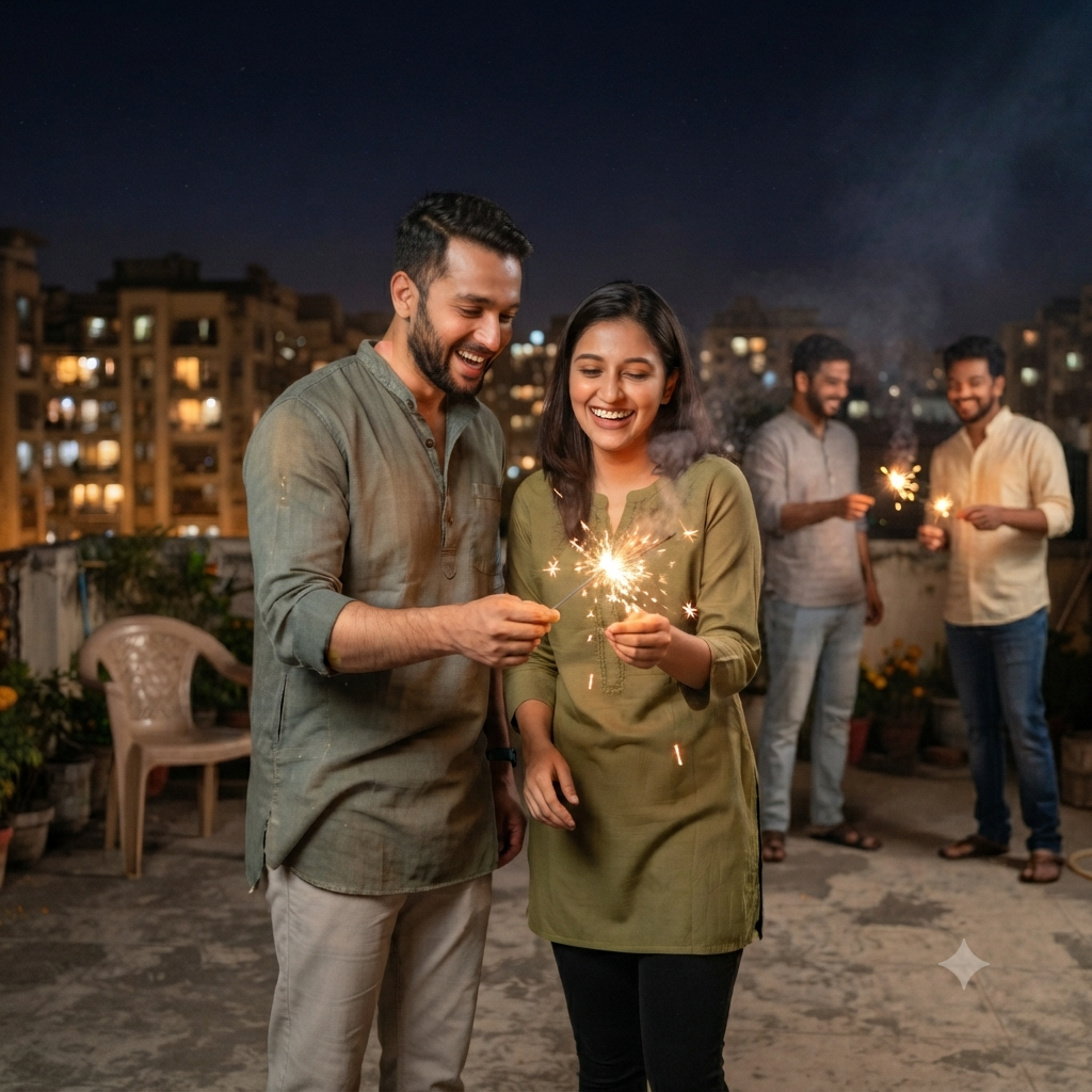 modern sparkler usage in a rooftop celebration