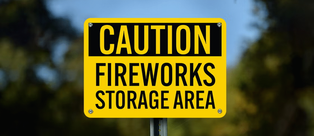 Caution firework storage area
