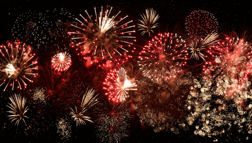 display of aerial fireworks