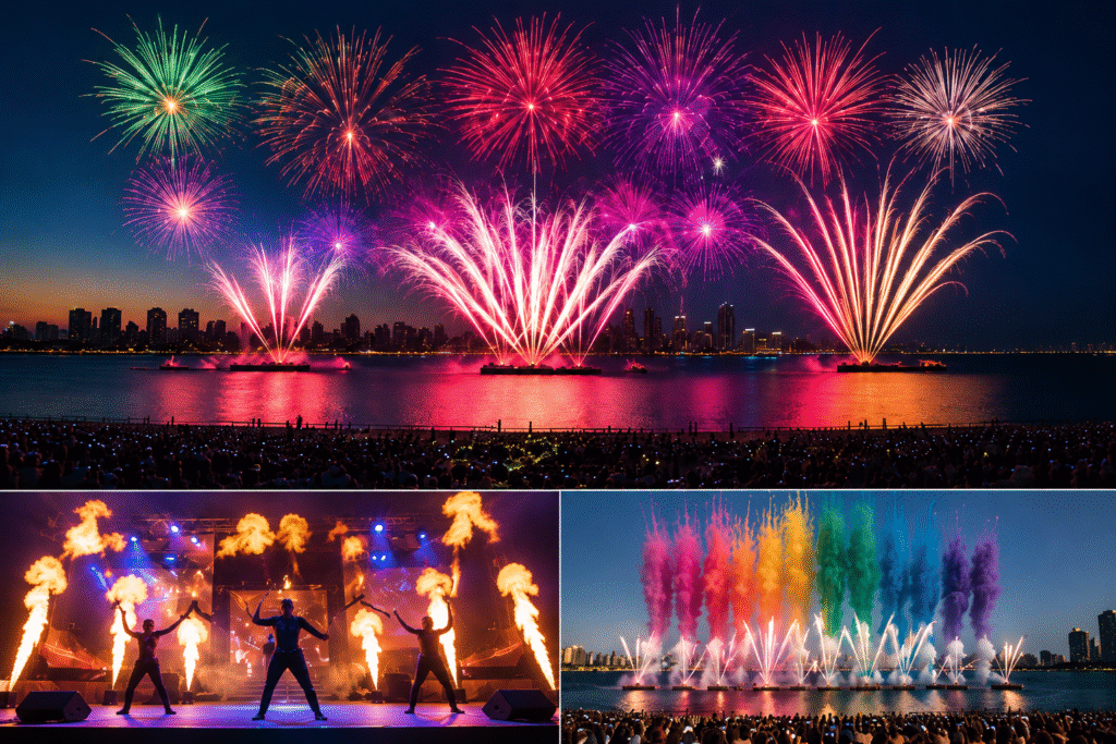 Display of corporate events fireworks