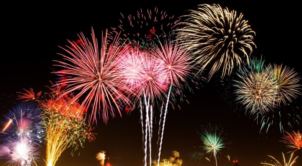 aerial new year fireworks in Dehradun