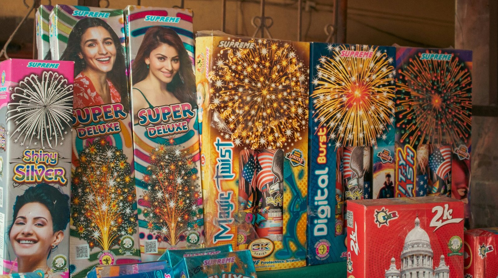 fireworks display in a shop